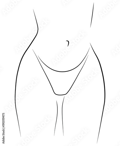 Woman legs swimsuit panties bikini hand drawing