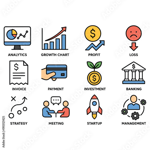 Financial Growth, Investment & Management Icons