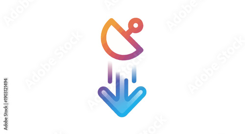 Modern gradient satellite dish and download arrow icon representing data transmission and digital