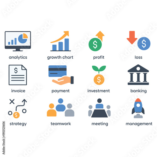 Financial Growth, Investment & Management Icons