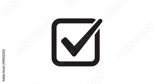 Black Checkmark Icon in Square Box.