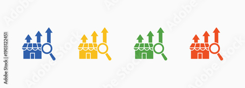 Market Research Icon Set Color Multiple Style Collection Element For Design