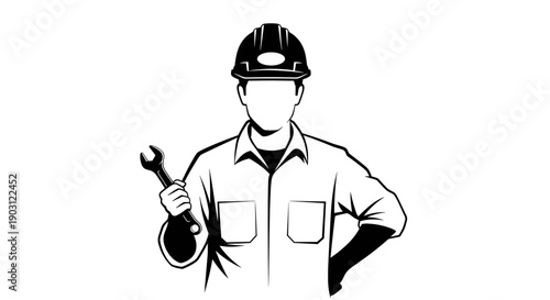 Engineer with Wrench and Hard Hat.