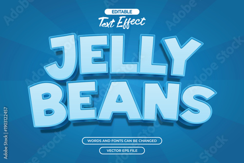 Jelly beans editable text effect with blue cartoon text style
