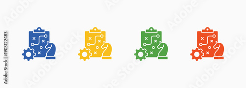 Strategy Roadmap Icon Set Color Multiple Style Collection Element For Design