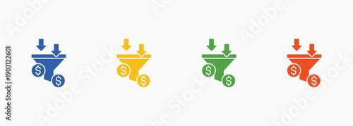 Sales Funnel Icon Set Color Multiple Style Collection Element For Design