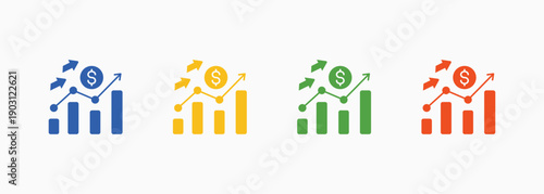 Growth Icon Set Color Multiple Style Collection Element For Design