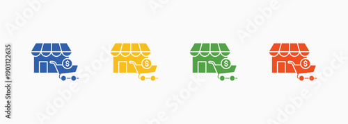 E-Commerce Icon Set Color Multiple Style Collection Element For Design