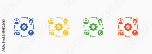 Business Model Icon Set Color Multiple Style Collection Element For Design