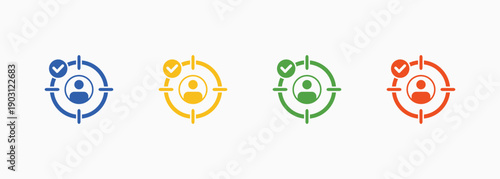 Target Audience Icon Set Color Multiple Style Collection Element For Design
