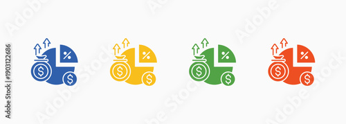 Profit Margin Icon Set Color Multiple Style Collection Element For Design