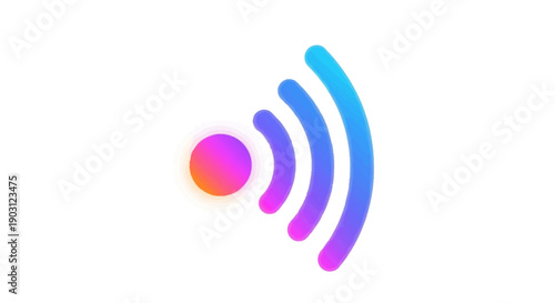 Modern vibrant colorful gradient signal icon representing wireless communication and digital