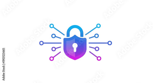 Vibrant digital security padlock icon symbolizing robust network protection and data integrity