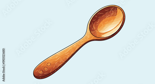 Stylized Rustic Wooden Spoon Illustration for Culinary and Kitchen Related Graphic Design Projects