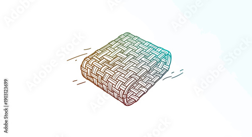 Artistic sketch of an intricately woven flat mat with a colorful gradient effect