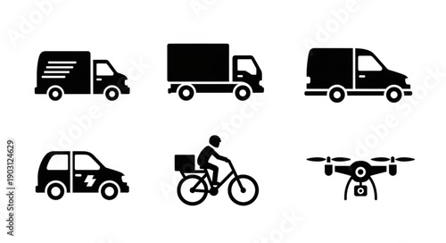 Collection of Delivery Transportation Icons Vector Illustration.