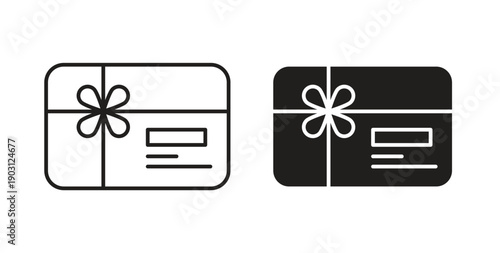 Gift voucher icons vector symbol with editable stroke and flat versions