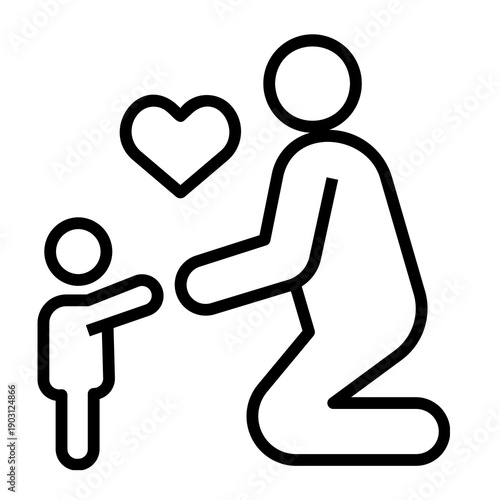 A vector graphic illustration of a parent and child with a heart
