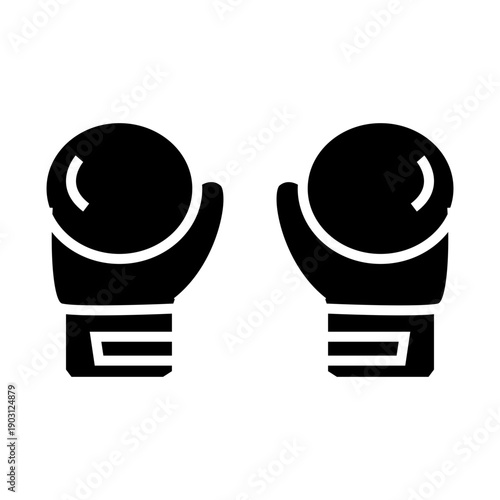 Black boxing gloves icon in solid style vector.