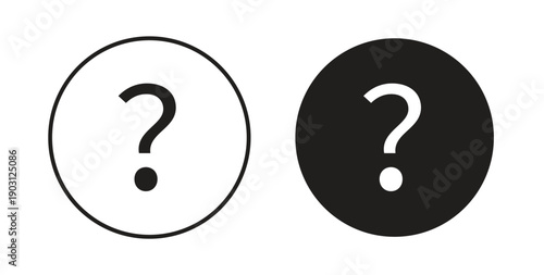 Help icons vector symbol with editable stroke and flat versions