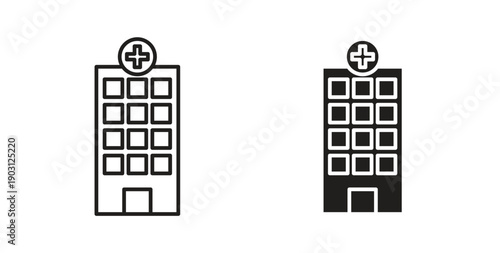 hotel icons vector symbol with editable stroke and flat versions