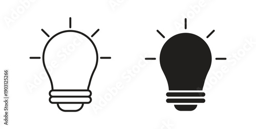 Idea icons vector symbol with editable stroke and flat versions