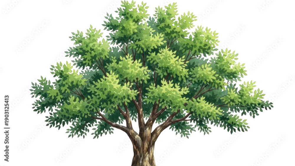 Fototapeta premium Cartoon-Tree-Vibrant-Green-Leaves-Illustration-Modern-Cartoon-Tree-Artworkx.png