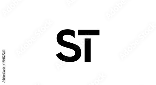 Black ST Monogram Logo Design Element.