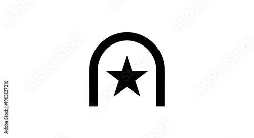Black Star Inside Archway Symbol Icon.