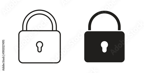 Lock closed icons vector symbol with editable stroke and flat versions