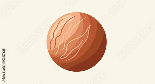 Vibrant reddish-brown stylized planet icon with wavy lines representing a celestial body or