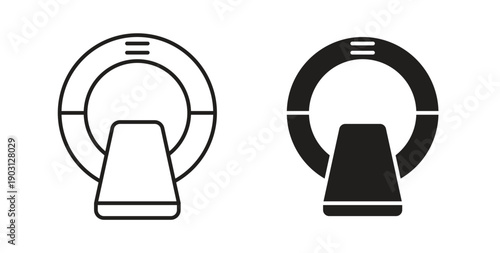 MRI icons vector symbol with editable stroke and flat versions