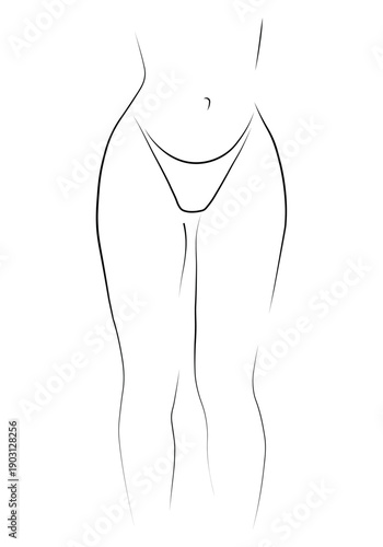 Woman legs swimsuit panties bikini hand drawing