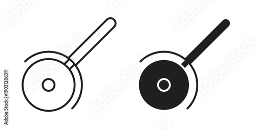 Pizza Slicer icons vector symbol with editable stroke and flat versions