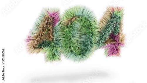 404 fail hair fur text on white bg able to loop endless 4k