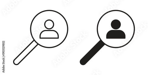 Recruitment icons vector symbol with editable stroke and flat versions