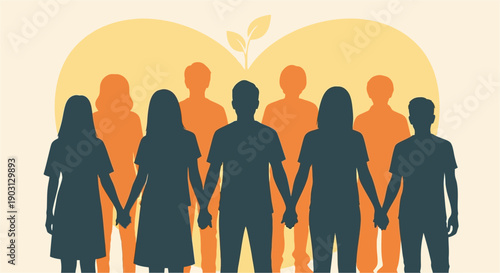 A diverse group of people standing together in unity and solidarity