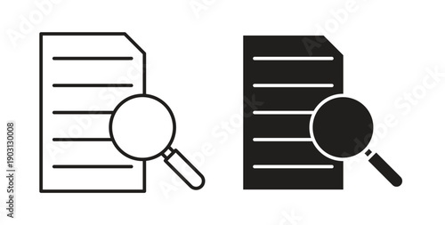Research icons vector symbol with editable stroke and flat versions