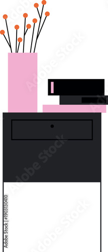 Bedside table. House drawer furniture color icon
