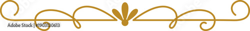 Flourish text delimiter. Typographic golden line element