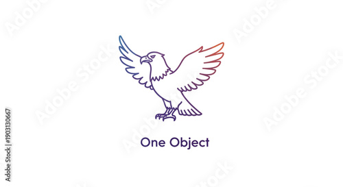 Line art illustration of a majestic eagle with spread wings displaying a vibrant gradient