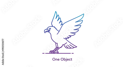 Stylized gradient line art illustration of an majestic eagle with spread wings a symbol of freedom