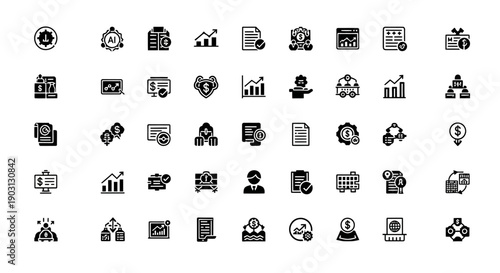 Business Finance Icons Set - Growth, Data, Strategy, Investment, Management