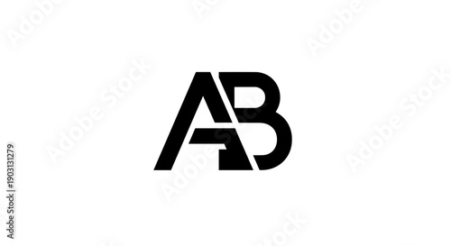 Black AB Initials Logo Design.