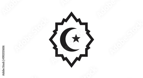 Islamic Symbol with Crescent Moon and Star.