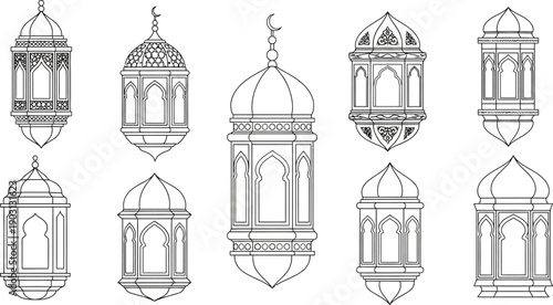 Islamic lanterns with crescent moon on top for ramadan decoration ideas