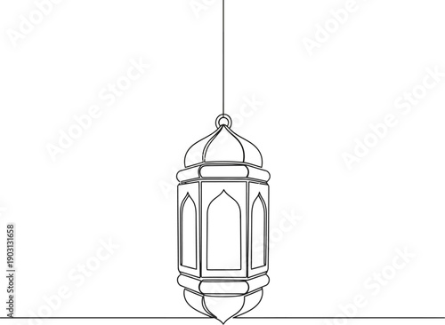 A hanging lantern with a dome top and pointed arches on a transparent background