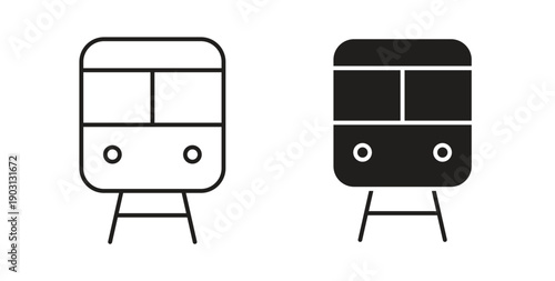 Subway icons vector symbol with editable stroke and flat versions
