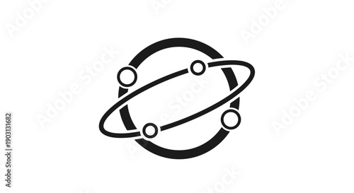 Simple Black and White Planet Icon.