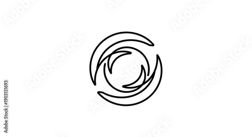 Simple Black Line Art Circular Logo Design.